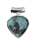 Kingman Turquoise & White Buffalo Solid 925 Sterling Silver Pendant