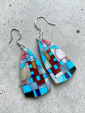 Inlay Mosaic Solid 925 Sterling Silver Earrings
