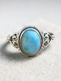 Caribbean Larimar Solid 925 Sterling Silver Ring 9.5