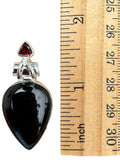 Black Onyx & Garnet Solid 925 Sterling Silver Pendant