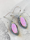 Pink lab Opal Solid 925 Sterling Silver Earrings