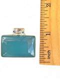 Aqua Chalcedony & Rainbow Moonstone Solid 925 Sterling Silver Pendant