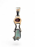 Ethiopian Opal & Pink Tourmaline Solid 925 Sterling Silver Pendant