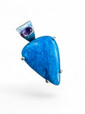 Blue Apatite & Amethyst Solid 925 Sterling Silver Pendant