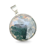 Moss Agate Solid 925 Sterling Silver Pendant