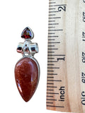 Sunstone & Garnet Solid 925 Sterling Silver Pendant
