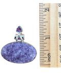 Lepidolite & Amethyst Solid 925 Sterling Silver Pendant