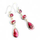 Kingman Red Rose Dahlia Solid 925 Sterling Silver Earrings