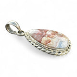 Crazy Lace Agate teardrop Solid 925 Sterling Silver Pendant