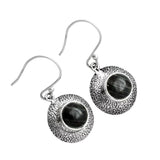 Silver Leaf Obsidian Solid 925 Sterling Silver Earrings