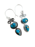 Kingman Blue Copper Turquoise Solid 925 Sterling Silver Earrings