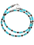 Kingman Turquoise & Bronzite Solid 925 Sterling Silver Beaded Necklace