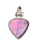 Pink Cobalto Calcite & Garnet Solid 925 Sterling Silver Pendant