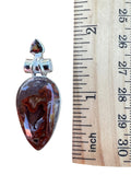Tube Agate & Garnet Solid 925 Sterling Silver Pendant