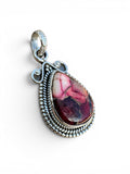 Kingman Red Rose Dahlia Solid 925 Sterling Silver Pendant
