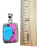 Kingman Cotton Candy Turquoise Solid 925 Sterling Silver Pendant