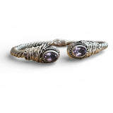 Bali Amethyst Sterling Silver Cuff Bracelet | Solid 925
