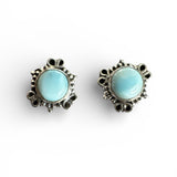 Caribbean Larimar Solid 925 Sterling Silver stud Earrings