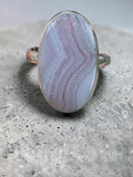 Blue Lace Agate Solid 925 Sterling Silver Ring 7