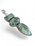 Moss Prehnite Silver Overlay Pendant