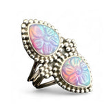 Aurora Opal Carved Solid 925 Sterling Silver Ring 10