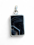 Black striped Agate Solid 925 Sterling Silver Pendant