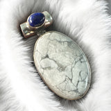 Howlite & Blue Lapis Solid 925 Sterling Silver Pendant