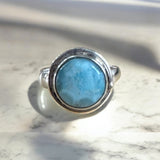 Caribbean Larimar Solid 925 Sterling Silver Ring 5
