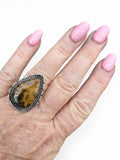 Indonesian Red Marcasite Solid 925 Sterling Silver Ring 8