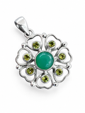 Chrysoprase & Peridot Solid 925 Sterling Silver Pendant