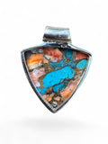 Kingman Turquoise & Oyster Solid 925 Sterling Silver Pendant