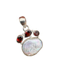 Pearl & Garnet Solid 925 Sterling Silver Pendant