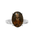 Smoky Topaz Solid 925 Sterling Silver Ring 7