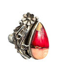 Kingman Red Rose Dahlia Solid 925 Sterling Silver Ring 9