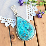 Chrysocolla Solid 925 Sterling Silver Pendant