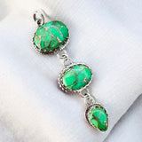 Green Mojave Turquoise Solid 925 Sterling Silver Pendant