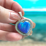 HEART Aurora Opal Solid 925 Sterling Silver Pendant
