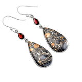 Maligano Jasper & Garnet Solid 925 Sterling Silver Earrings