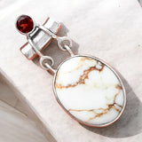 Wild Horse Jasper & Garnet Solid 925 Sterling Silver Pendant