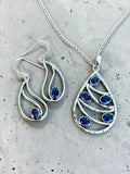 Tanzanite Solid 925 Sterling Silver Pendant Earrings Set