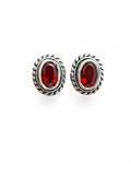 Garnet Solid 925 Sterling Silver stud Earrings