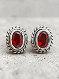 Garnet Solid 925 Sterling Silver stud Earrings