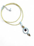Citrine & Garnet Solid 925 Sterling Silver Pendant Necklace