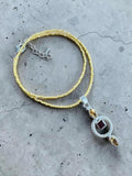 Citrine & Garnet Solid 925 Sterling Silver Pendant Necklace