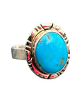 Kingman Turquoise Solid 925 Sterling Silver Ring 9.5