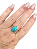 Kingman Turquoise Solid 925 Sterling Silver Ring 9.5