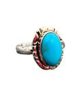 Kingman Turquoise Solid 925 Sterling Silver Ring 7
