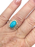 Kingman Turquoise Solid 925 Sterling Silver Ring 7