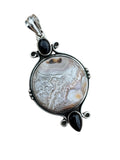 Crazy Lace Agate & Black Onyx Solid 925 Sterling Silver Pendant