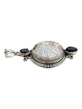 Crazy Lace Agate & Black Onyx Solid 925 Sterling Silver Pendant
